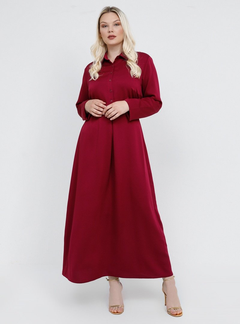 Alia Erguvan Düğme Detaylı Elbise