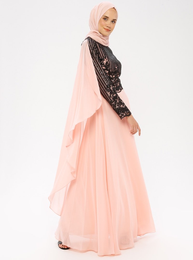 MODAYSA Somon Şifon Detaylı Abiye Elbise