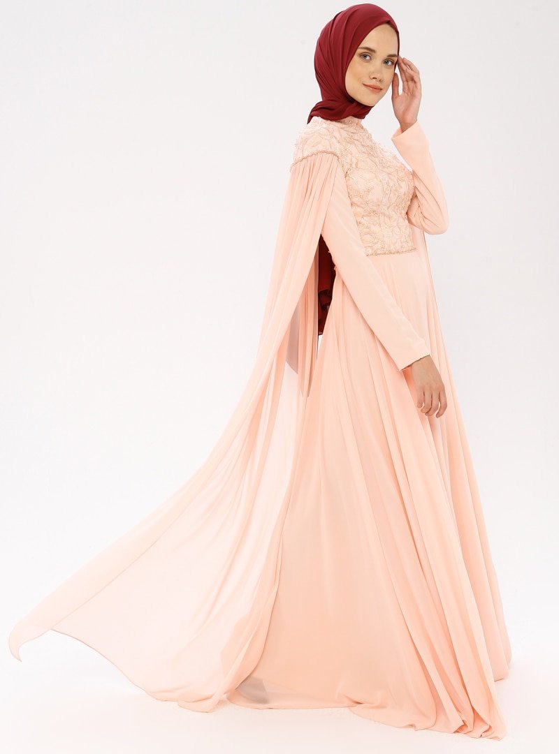 MODAYSA Somon Şifon Detaylı Abiye Elbise