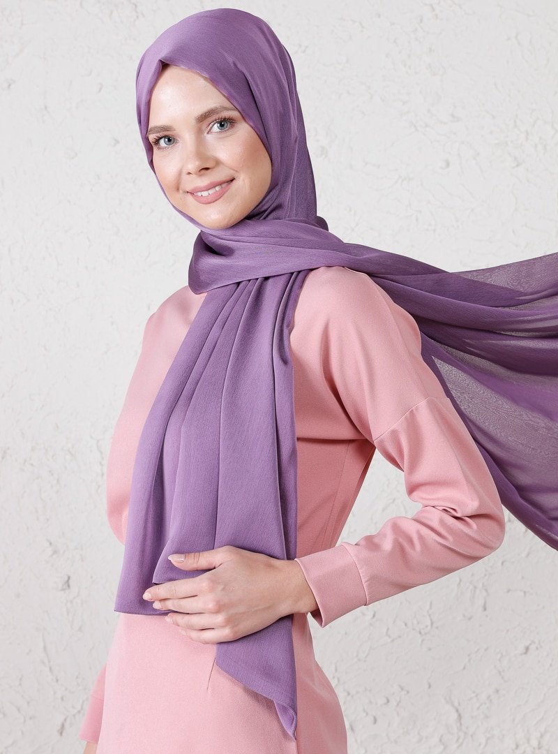 Tuva Şal Leylak Çift Kat Janjan Abiye Şal