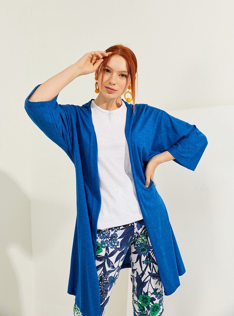 Muni Muni Saks Doğal Kumaşlı Salaş Kimono