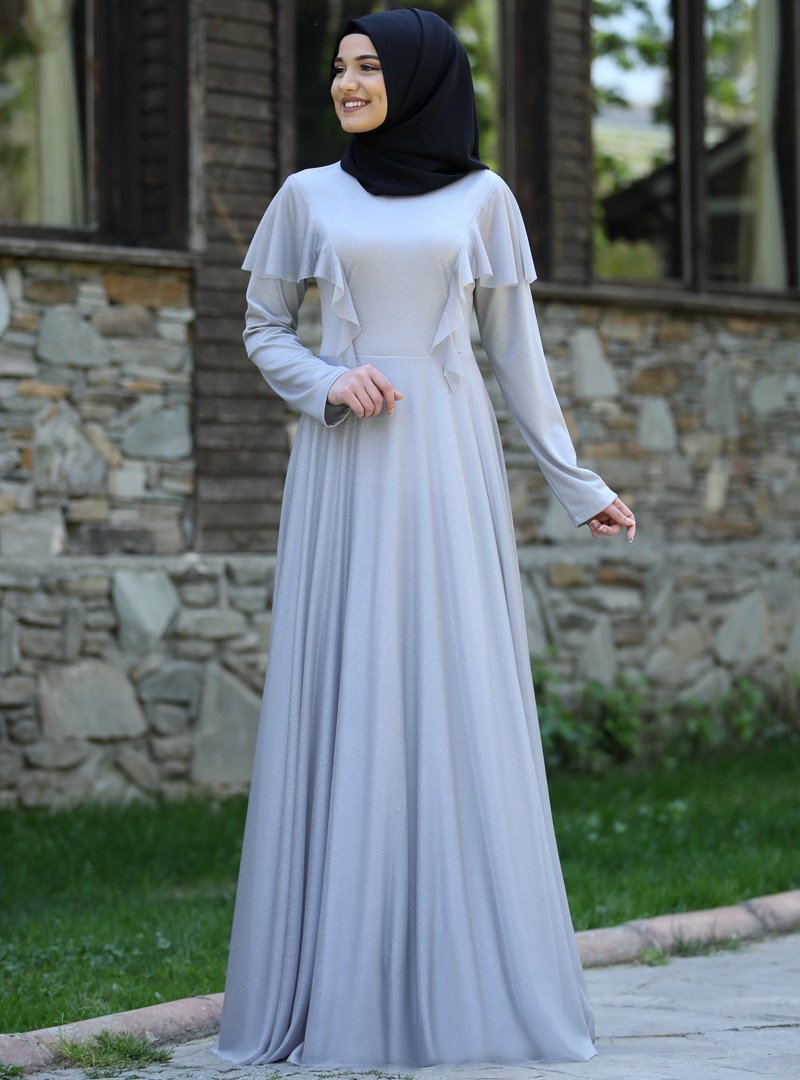 Rana Zenn Gri Bahar Elbise