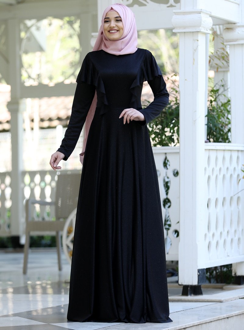 Rana Zenn Siyah Bahar Elbise