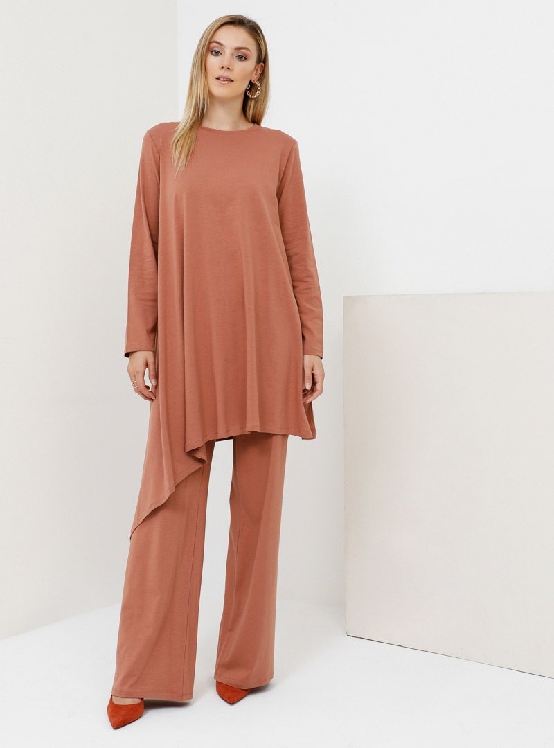 Everyday Basic Tarçın Doğal Kumaşlı Tunik&Pantolon İkili Takım