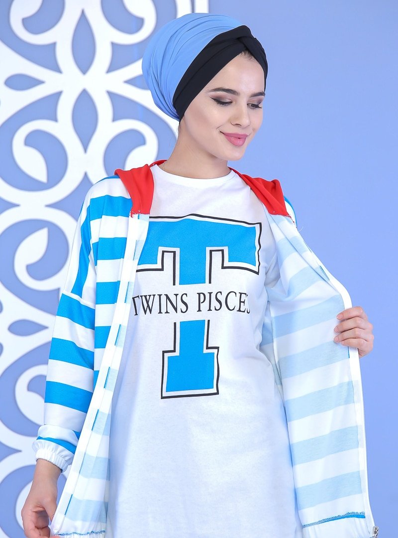 Tofisa Sports Mavi T-shirt & Sweatshirt İkili Takım