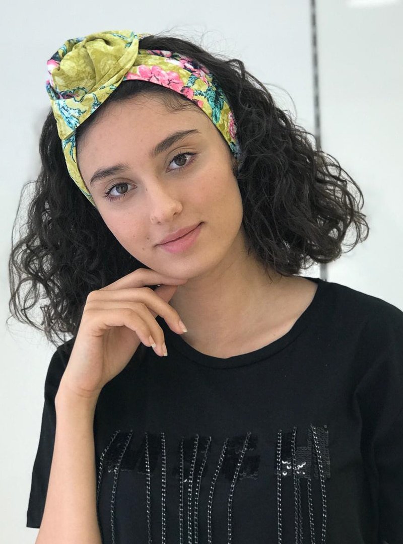 Nur Aksesuar Sarı Desenli Bandana