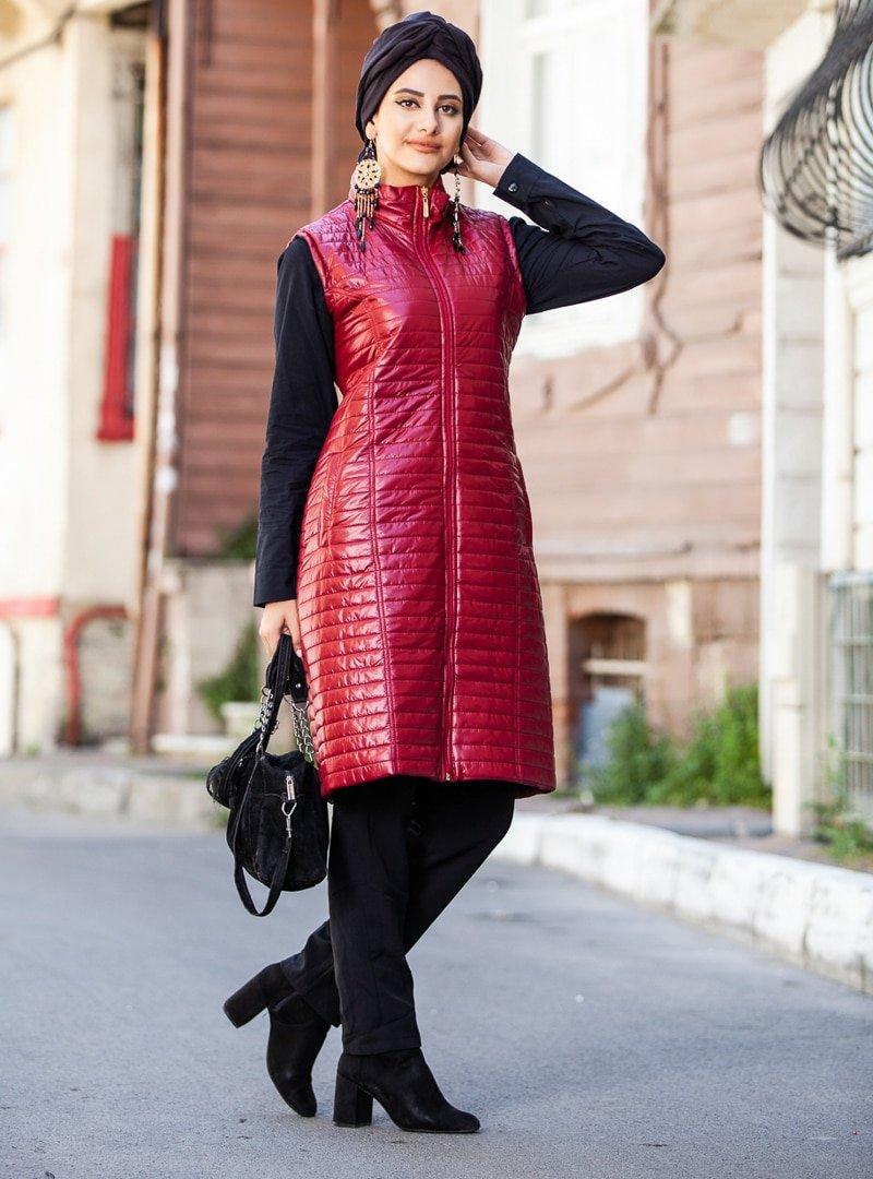 Pardesü Dünyası Kırmızı Kapitone Yelek