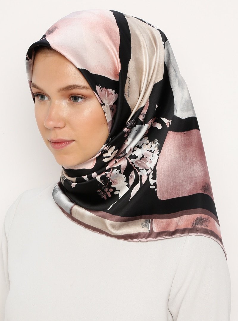 Gülsoy Siyah Desenli Rayon Eşarp