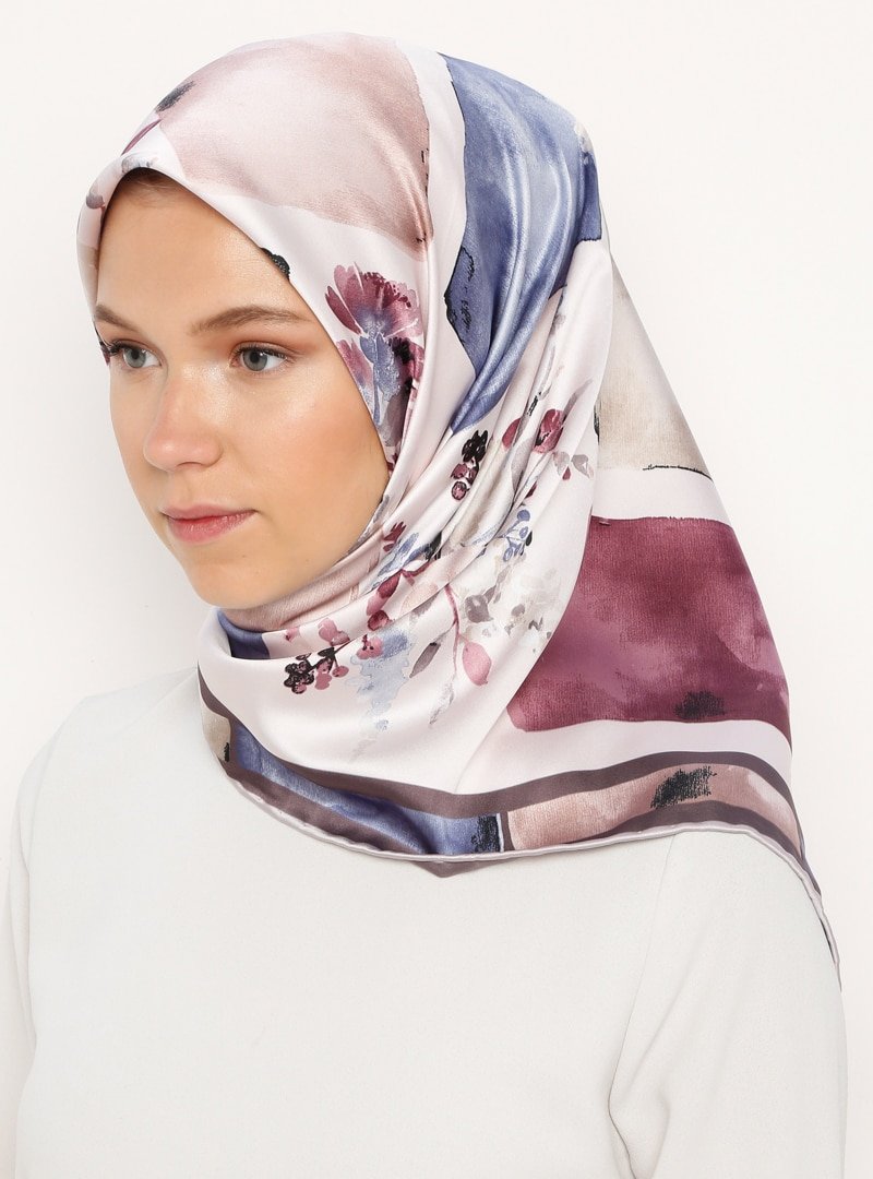 Gülsoy Lila Desenli Rayon Eşarp