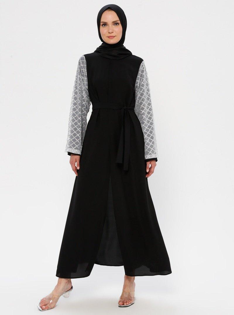 Filizzade Siyah Kol Detaylı Ferace