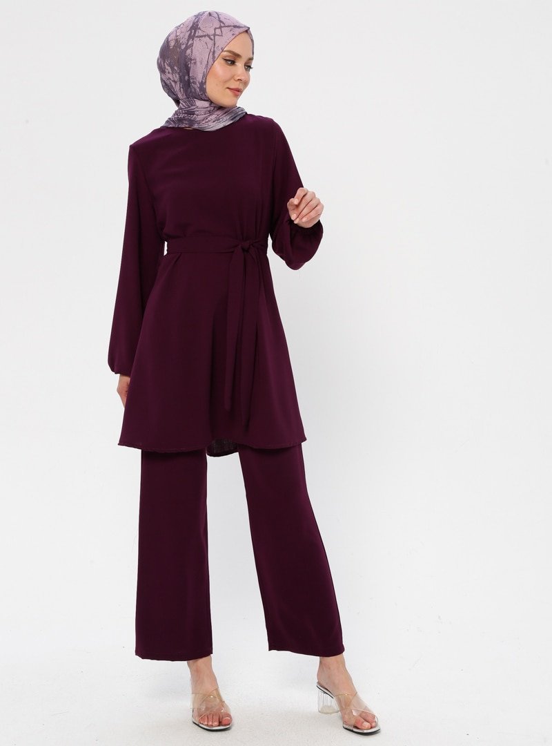 Ginezza Mürdüm Tunik & Pantolon İkili Takım