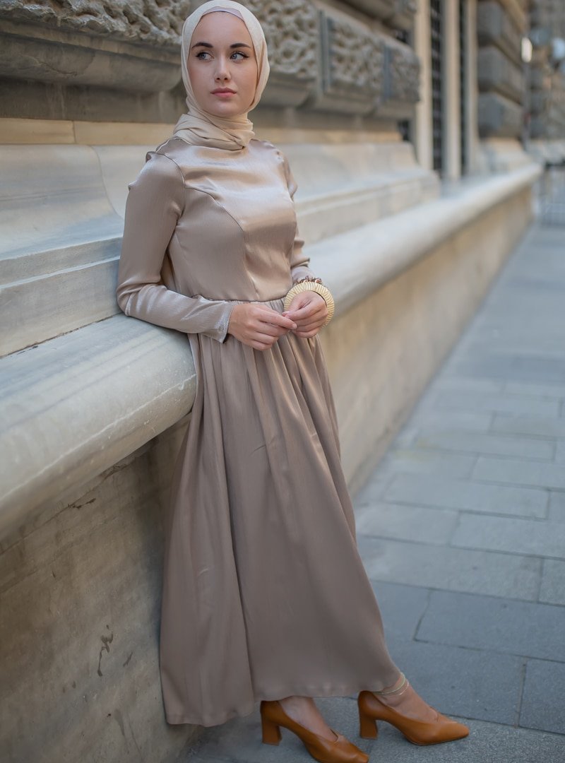Sazze Design Vizon Büzgülü Elbise