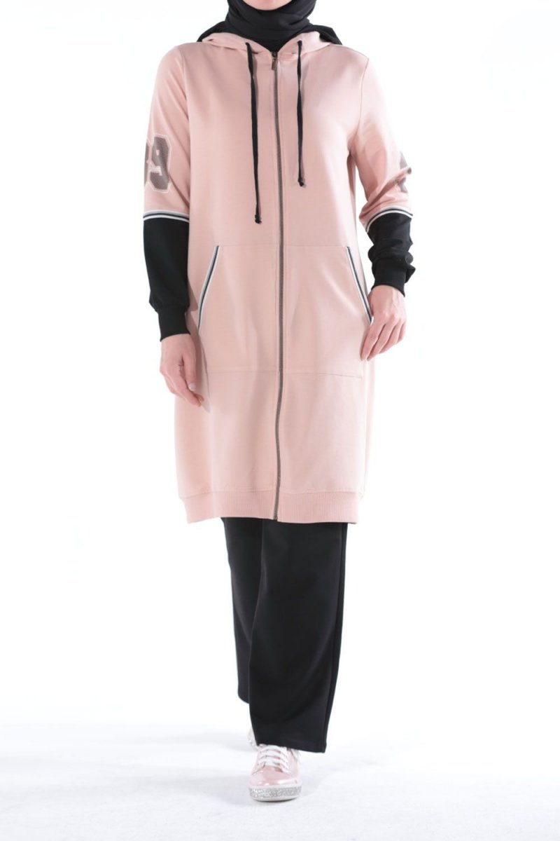 Allday Somon-Siyah Kol Baskılı Garnili Takım