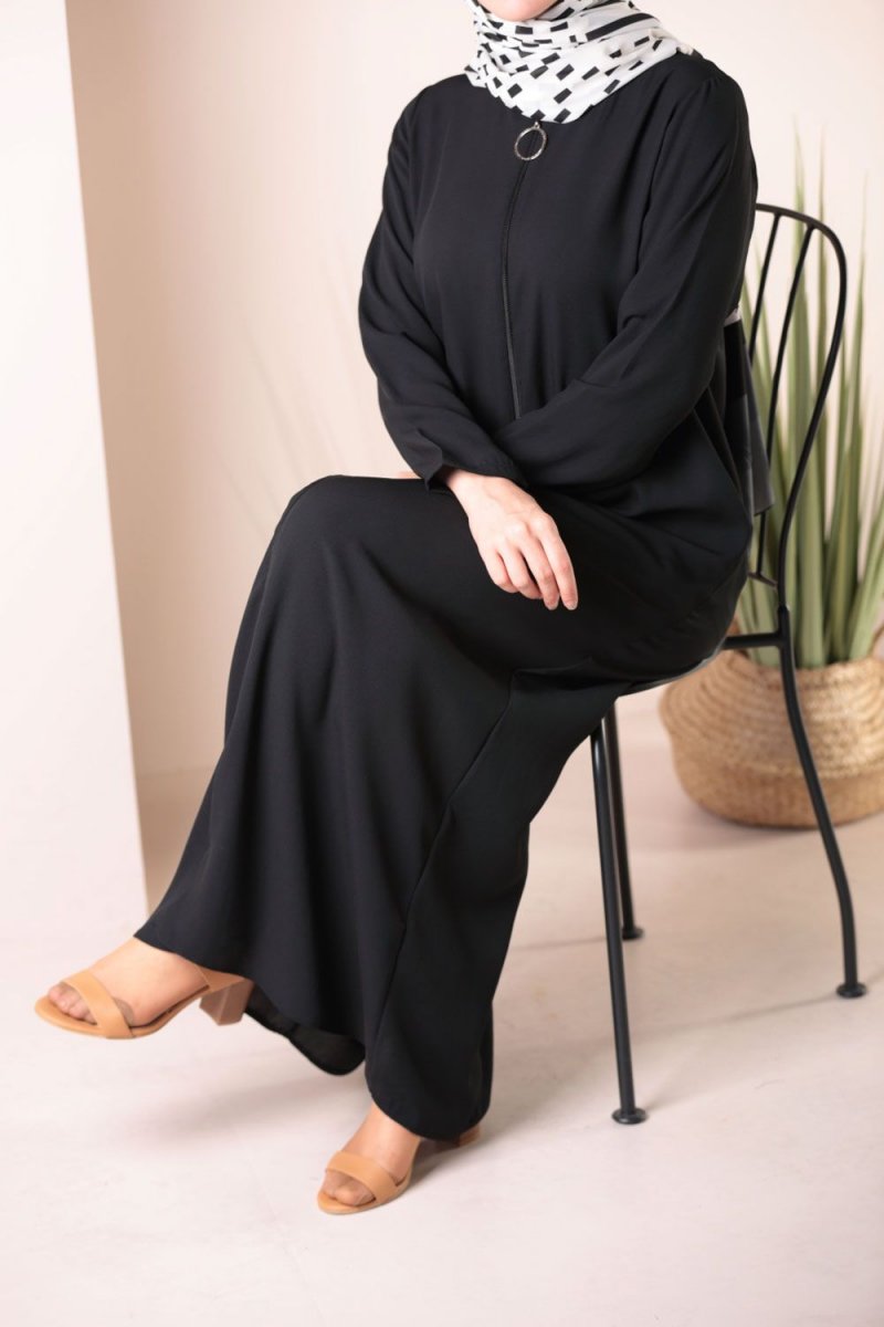 Allday Siyah Fermuarlı Ferace