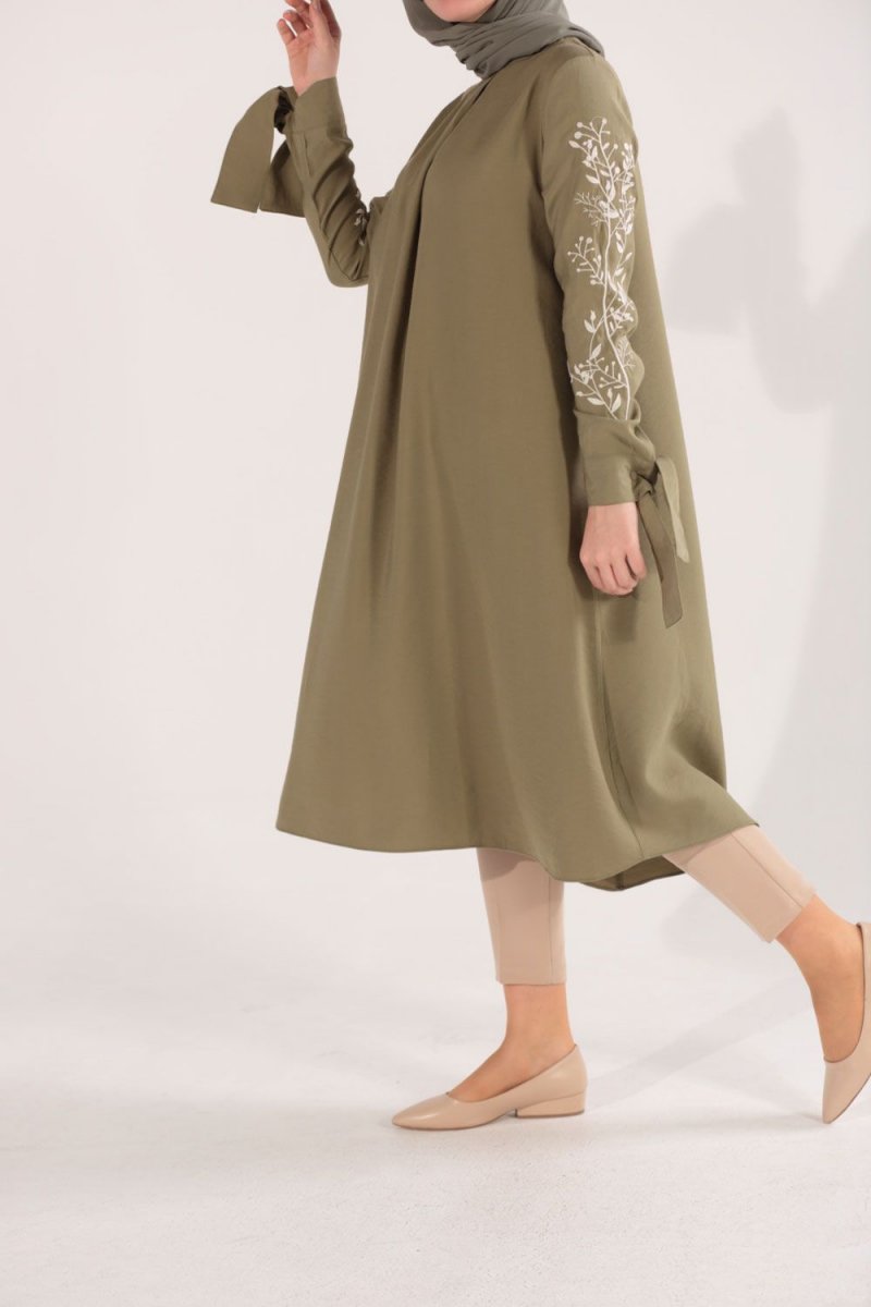 Allday Haki Kol Nakışlı Tunik