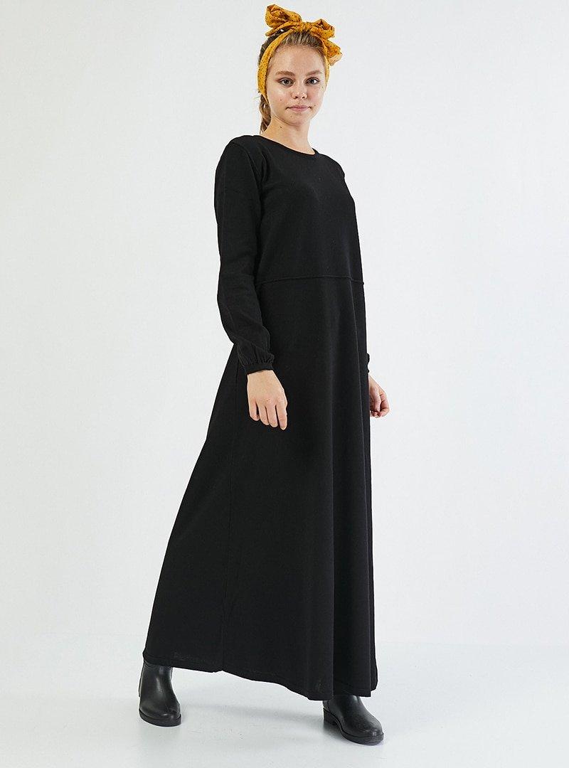 İLMEK TRİKO Siyah Triko Elbise