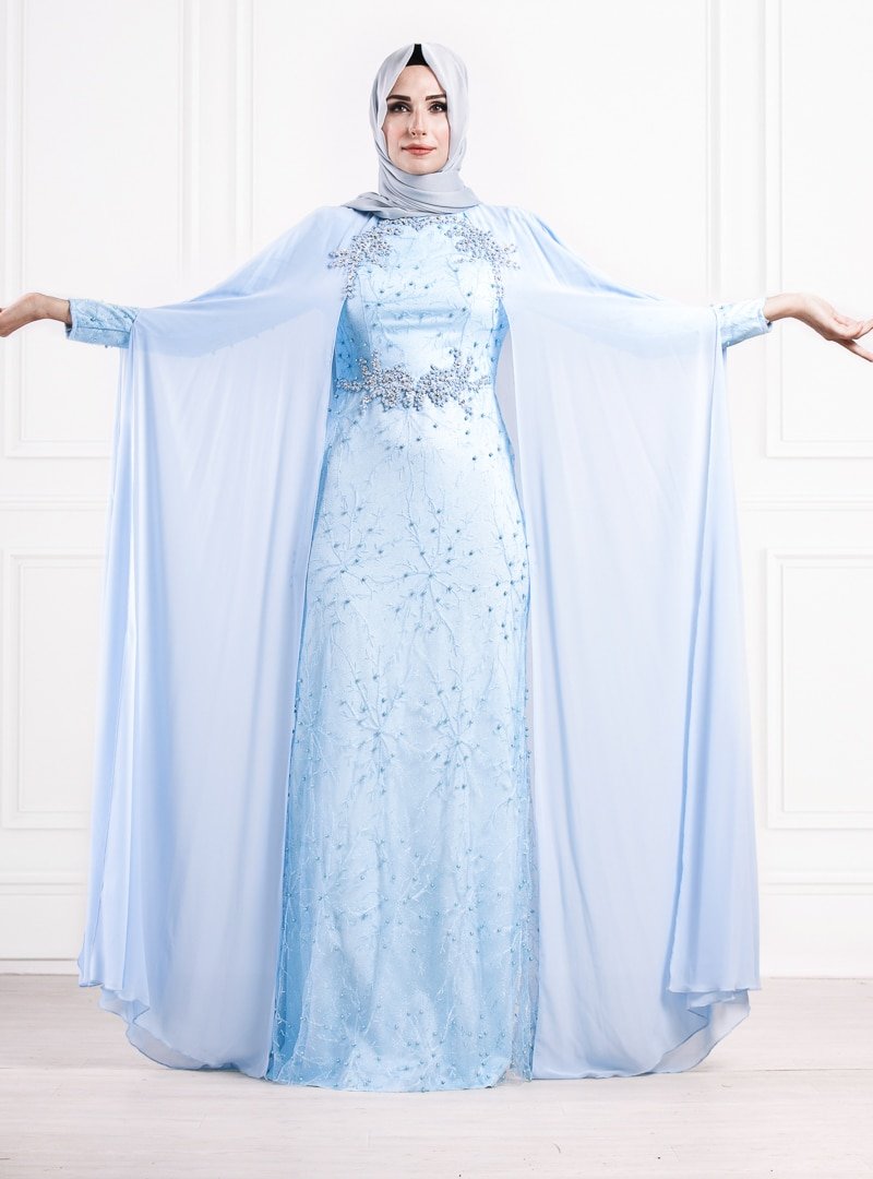 Moda Sinanlar Mavi Filiz Abiye Elbise
