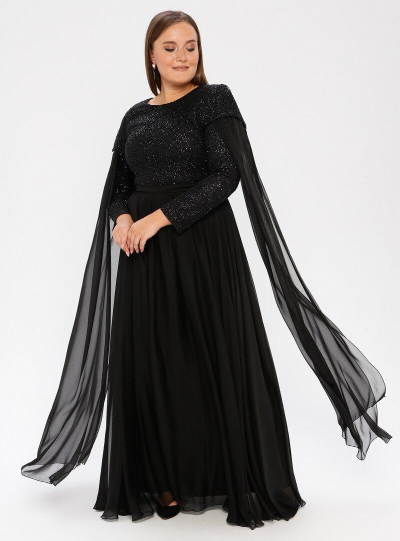 MODAYSA Siyah Dantel Detaylı Elbise