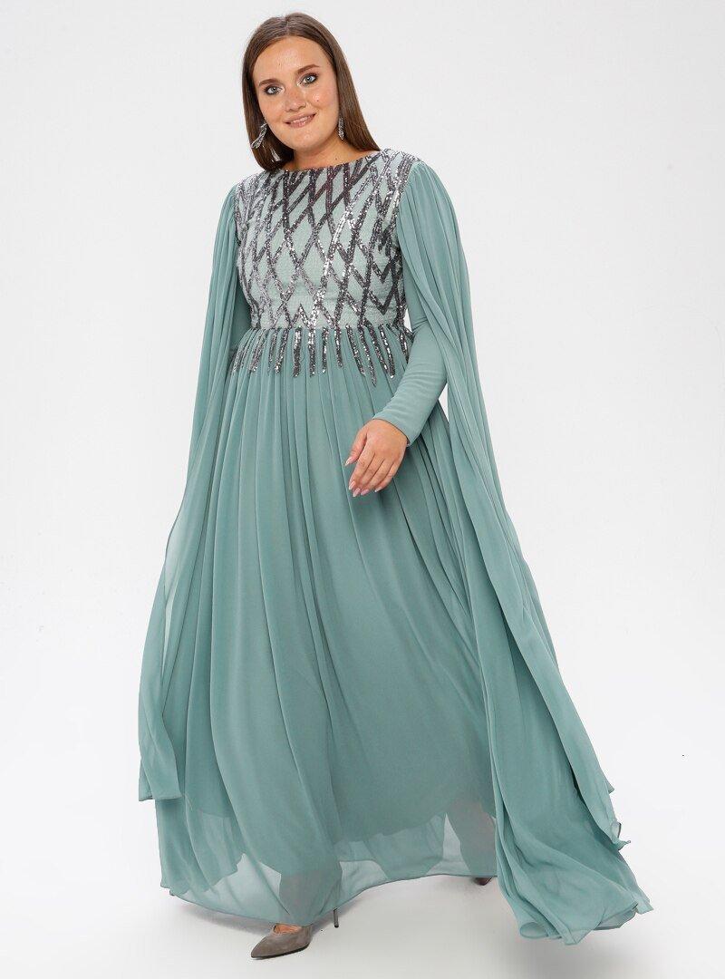 MODAYSA Mint Pullu Detaylı Elbise