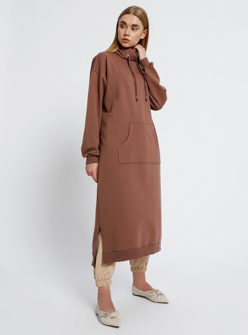 Everyday Basic Soğuk Kahve Boğazlı Yaka Cepli Tunik