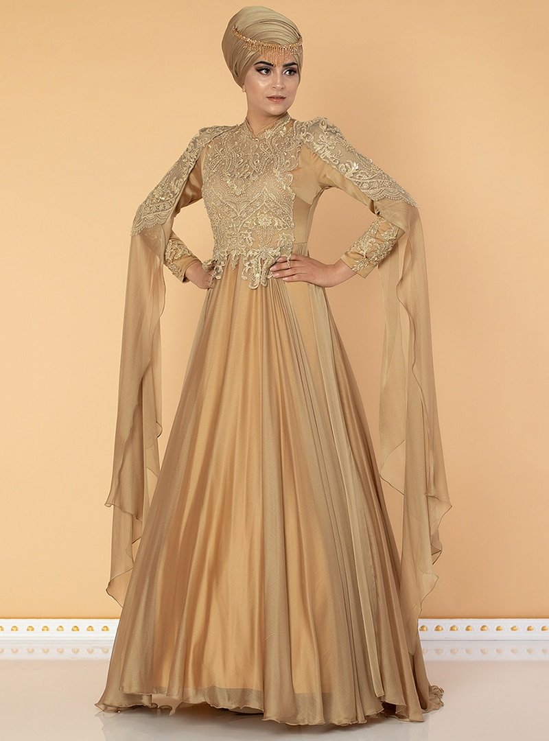 Moda Ravza Gold Elif Abiye Elbise
