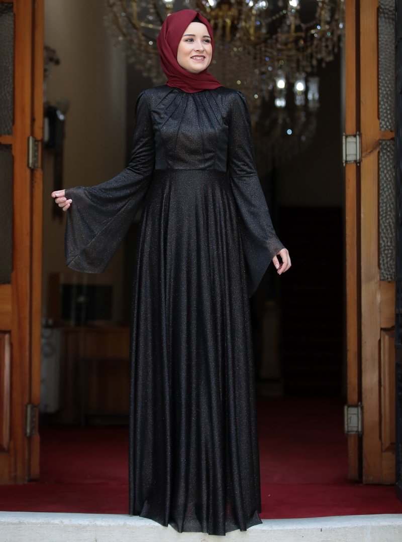Amine Hüma Siyah Vera Abiye Elbise