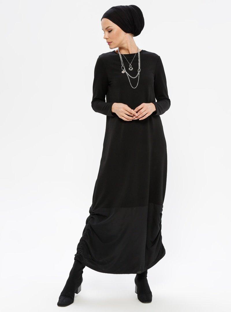 Meryem Acar Siyah Garnili Elbise