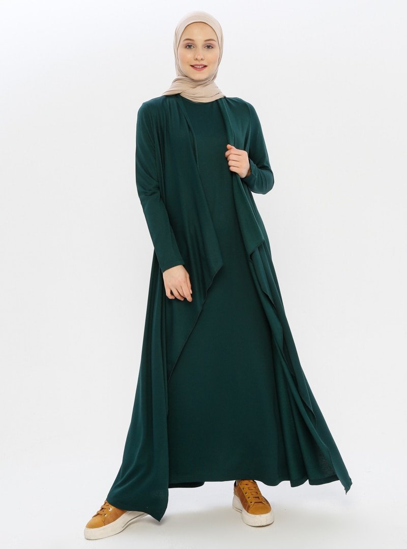 İnşirah Zümrüt Hırka&Kolsuz Elbise İkili Takım