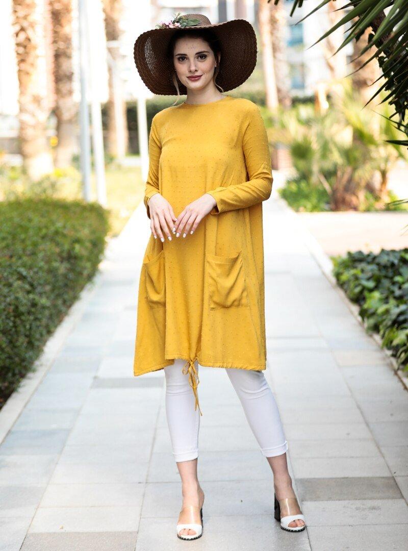 Selma Sarı Design Sarı Uzun Salaş Tunik
