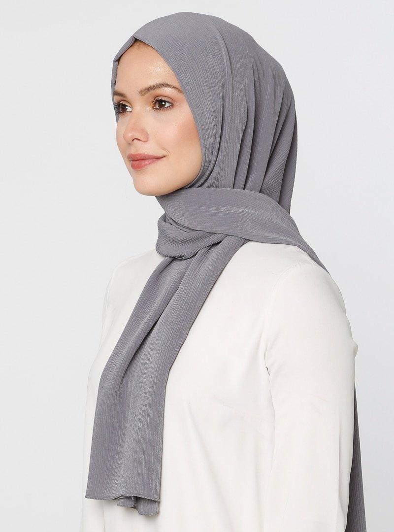 QUB SCARF Gri Aria Krinkıl Şal
