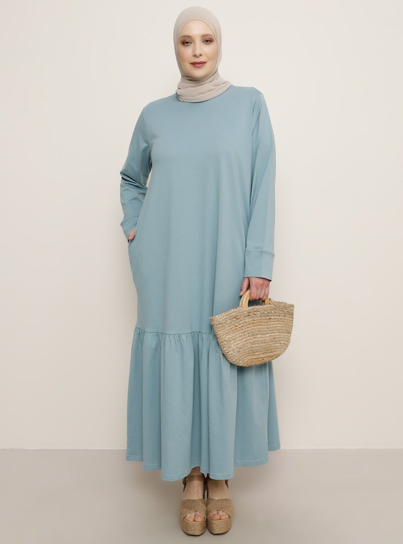 Alia Mavi Soft Cep Detaylı Elbise