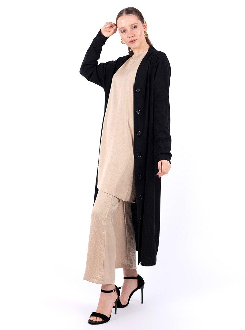 Loreen By Puane Siyah Reglan Kol Uzun Hırka