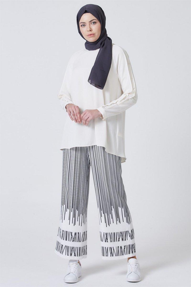 Armine Siyah Bol Paça Pantolon