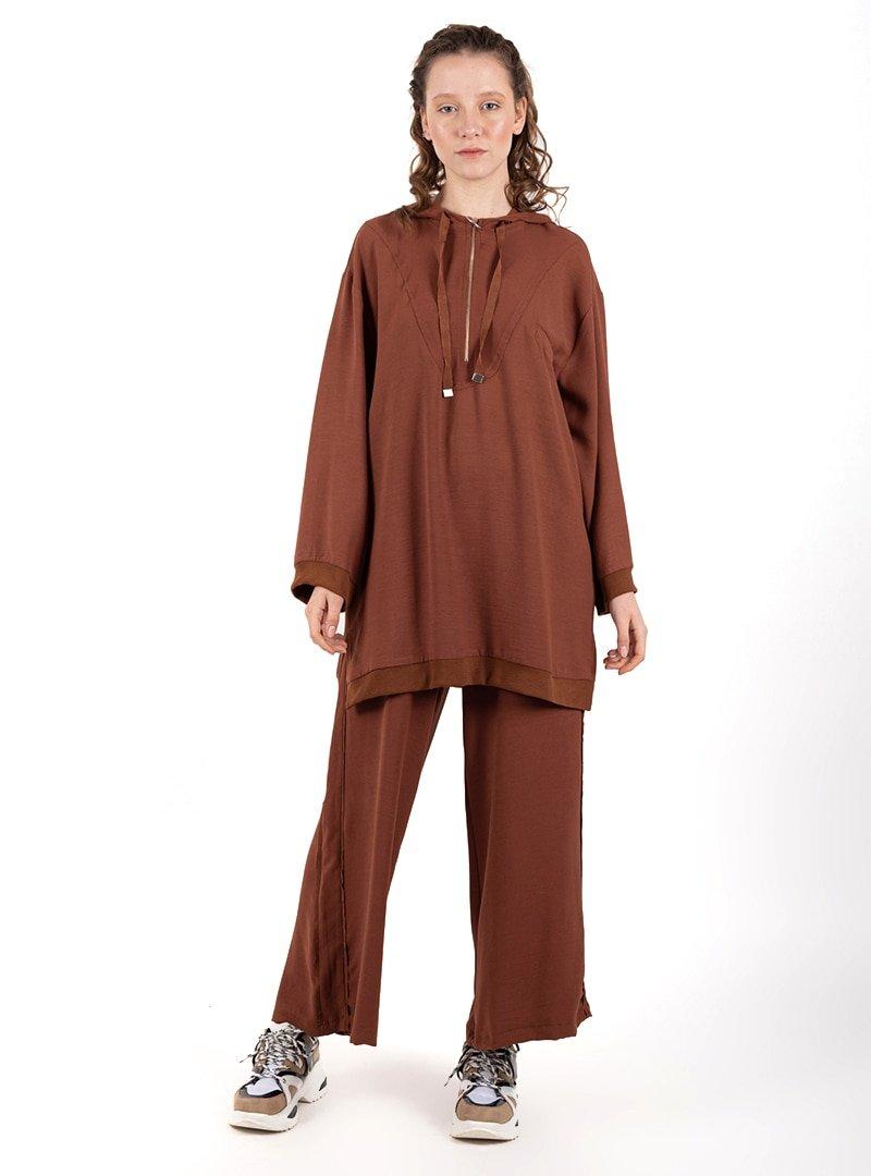 Loreen By Puane Kahverengi Tunik&Pantolon İkili Takım