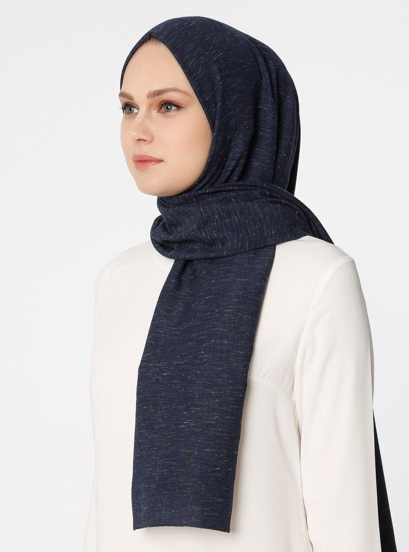 Gülsoy Lacivert Krep Keten Şal