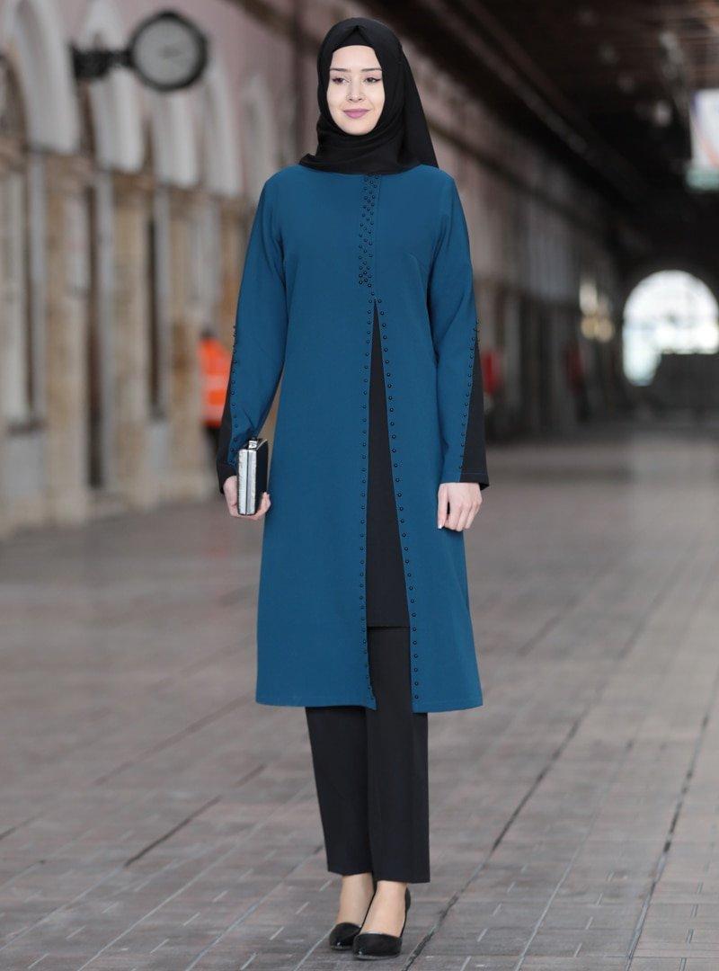 Azra Design Petrol Tunik&Pantolon Esma İkili Takım