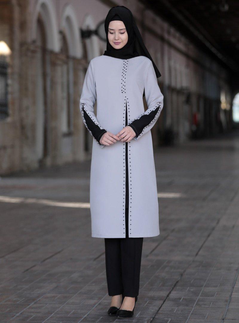 Azra Design Gri Tunik&Pantolon Esma İkili Takım