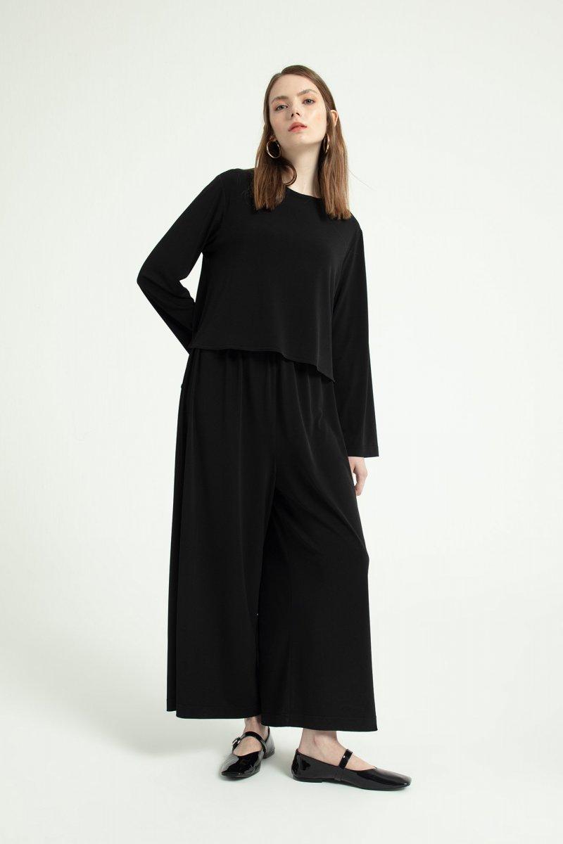 TOUCHE Siyah Bluz Dubleli Tulum