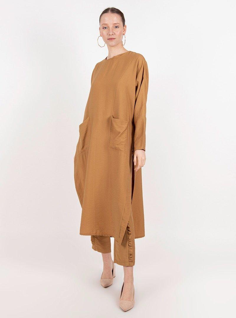Loreen By Puane Taba Yırtmaçlı Salaş Tunik&Pantolon İkili Takım