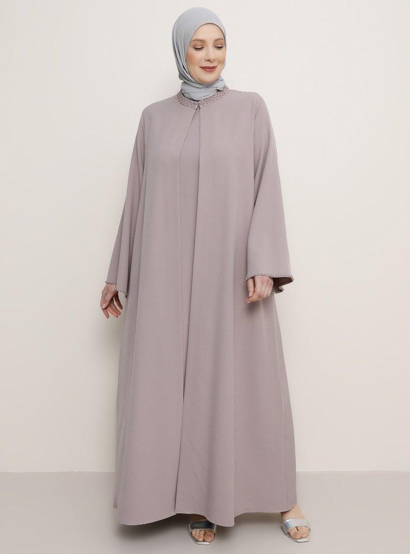 Alia Lila Toz Kolsuz Elbise&Kap İkili Abiye Takım