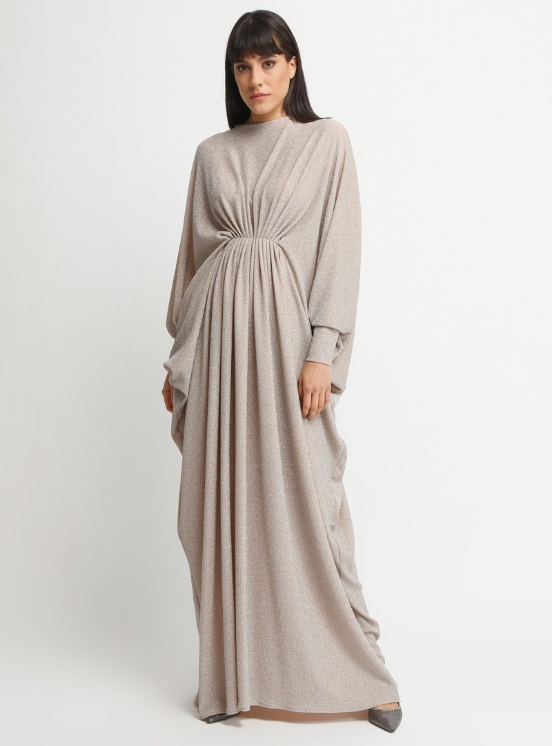 Nuum Design Gri Beli Büzgülü Elbise
