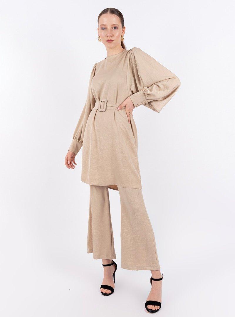 Loreen By Puane Taş Kuşaklı Tunik&Pantolon İkili Takım