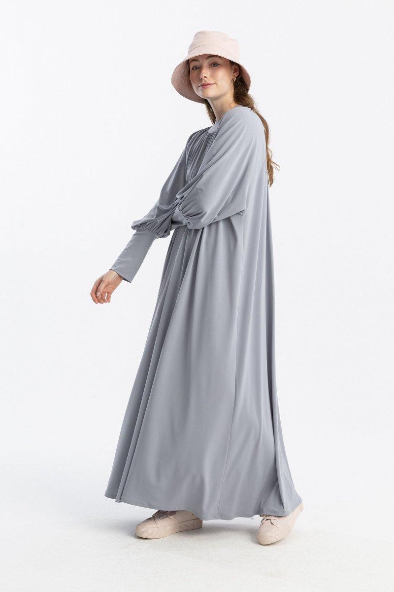 TOUCHE Gri Büzgülü Örme Elbise