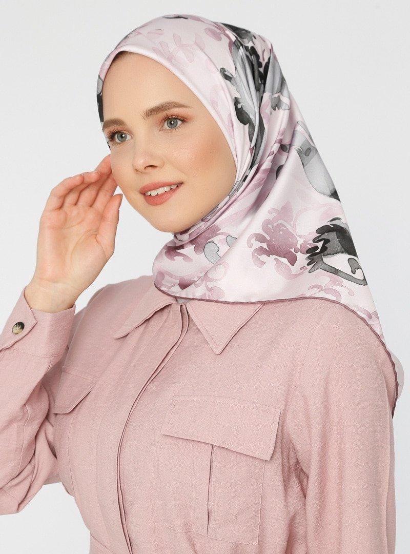 Tuva Şal Mavi Renkli Tasarım Twill Eşarp