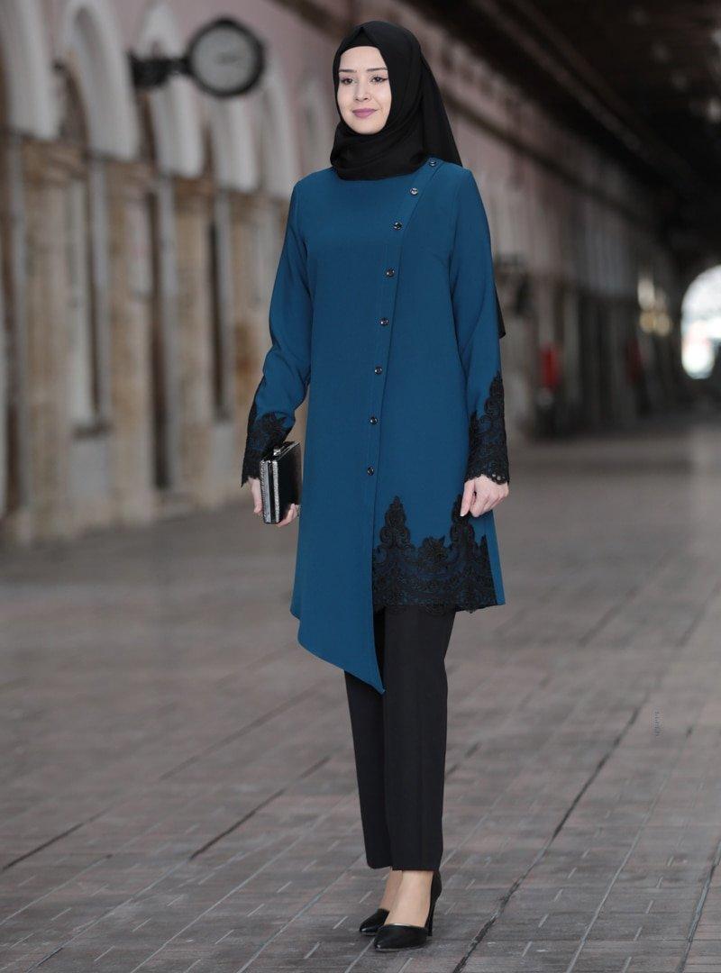 Azra Design Petrol Tunik&Pantolon Azra İkili Takım