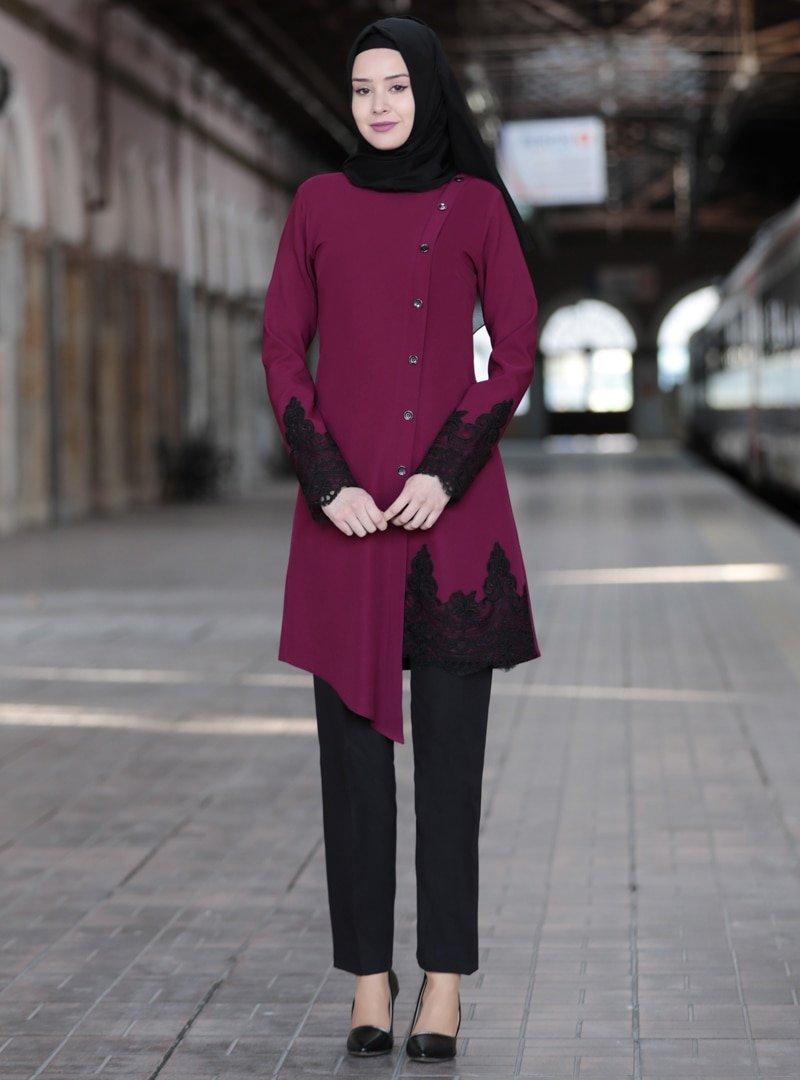 Azra Design Mürdüm Tunik&Pantolon Azra İkili Takım