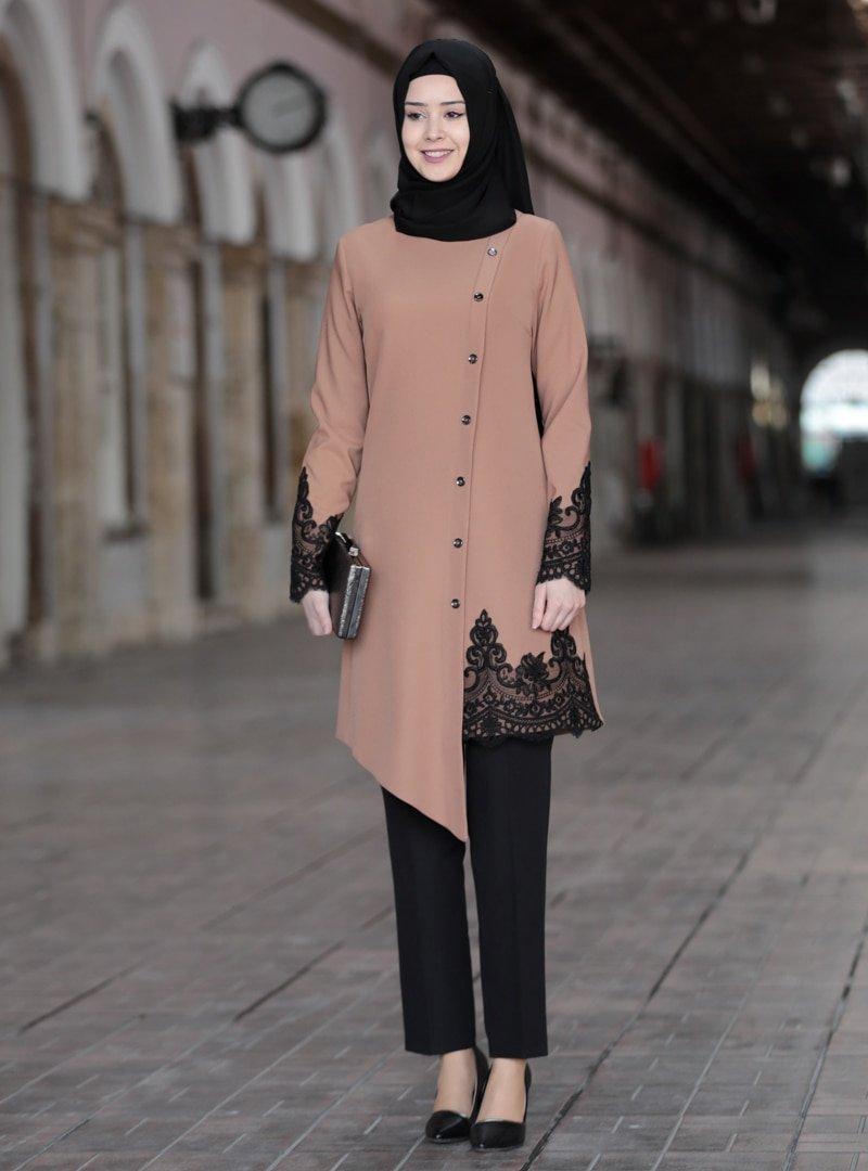 Azra Design Camel Tunik&Pantolon Azra İkili Takım