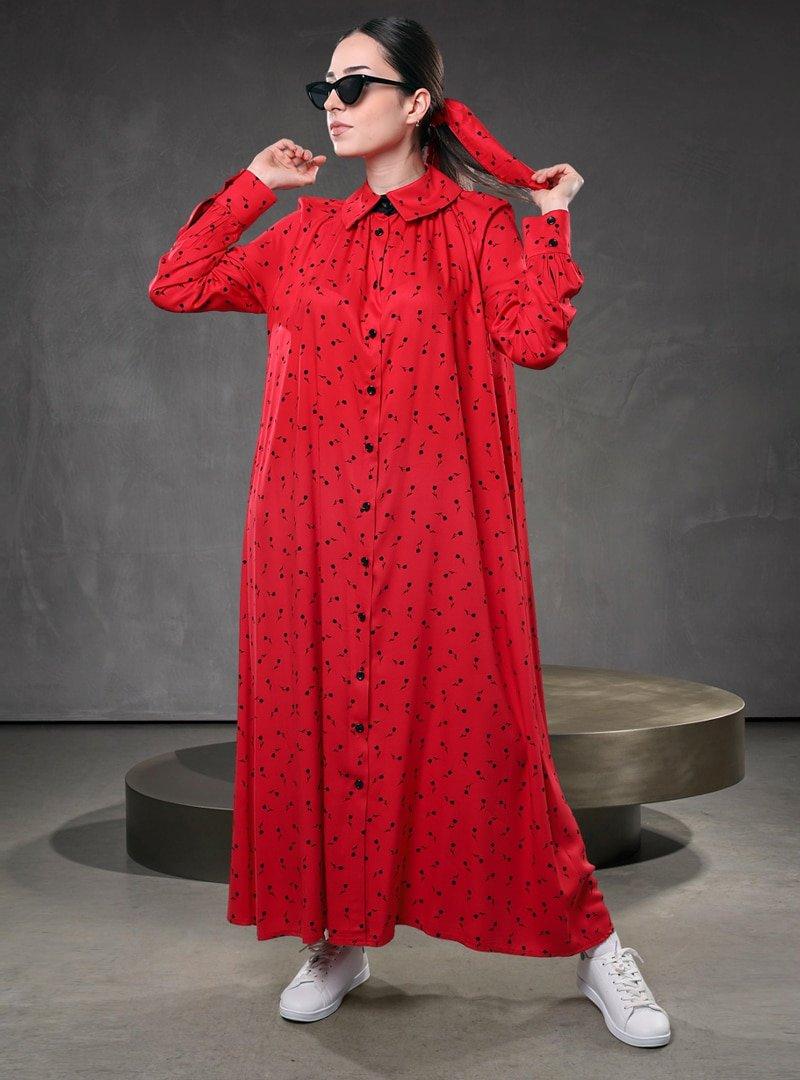 SAHRA AFRA Kırmızı Momante Elbise
