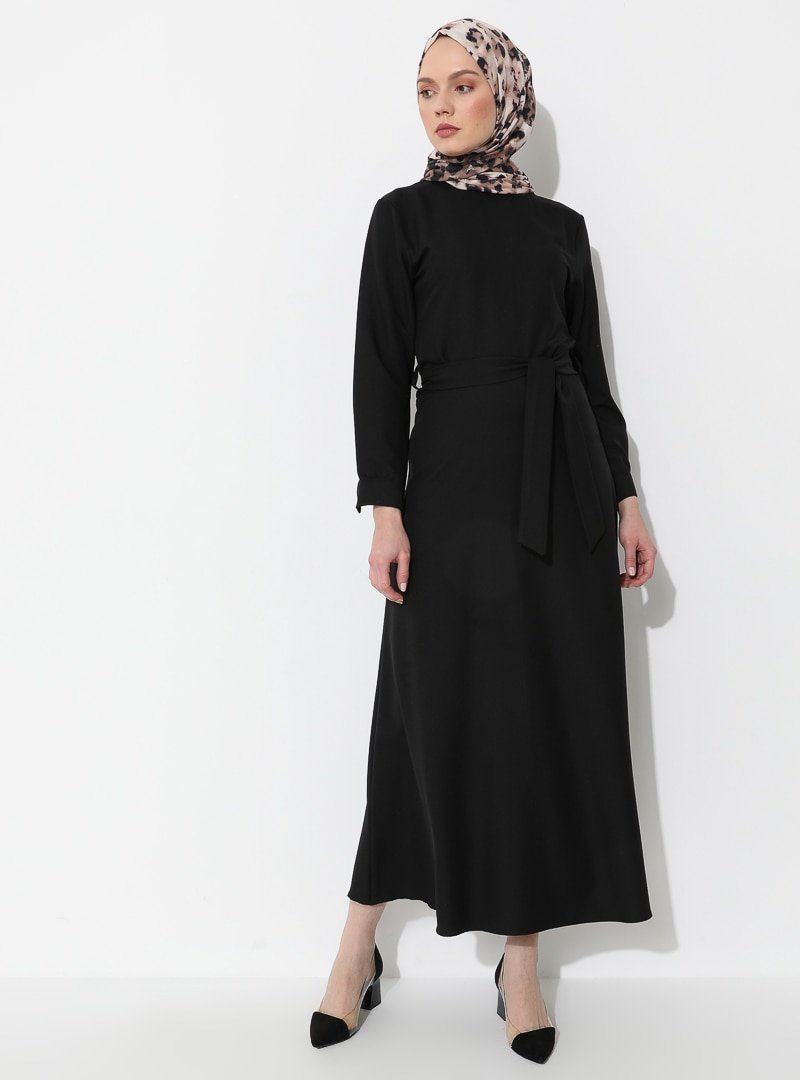 İLMEK TRİKO Siyah Sade Elbise