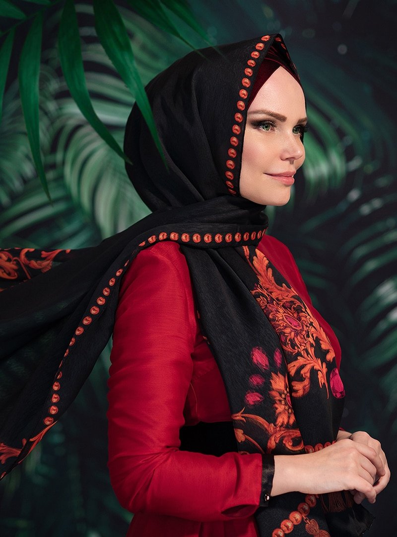 Muslima Wear Mavi Renkli Marvel Moon Yasmına Şal